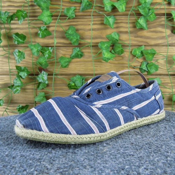 TOMS Women's Cordones Espadrille‎ Blue Fabric Sz 8 Medium  Used 2025 - Picture 1 of 6